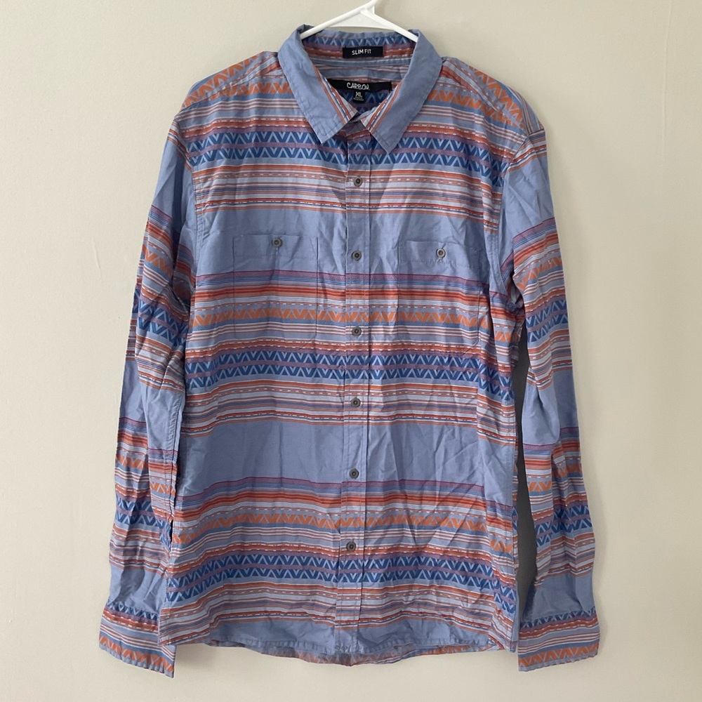 Carbon Slim fit western pattern button down